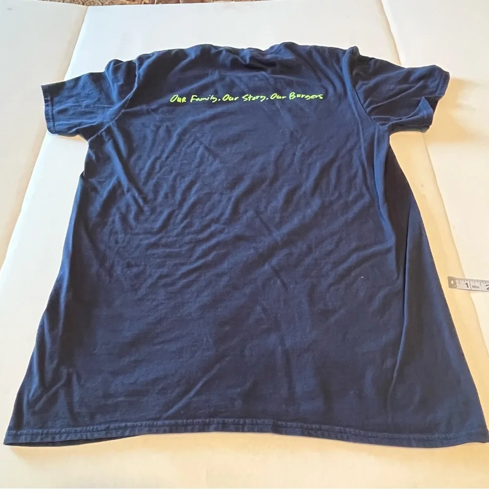 Wahlburgers Mens Size Medium Blue Shirt Our Family Our Story Our Burgers Reality
